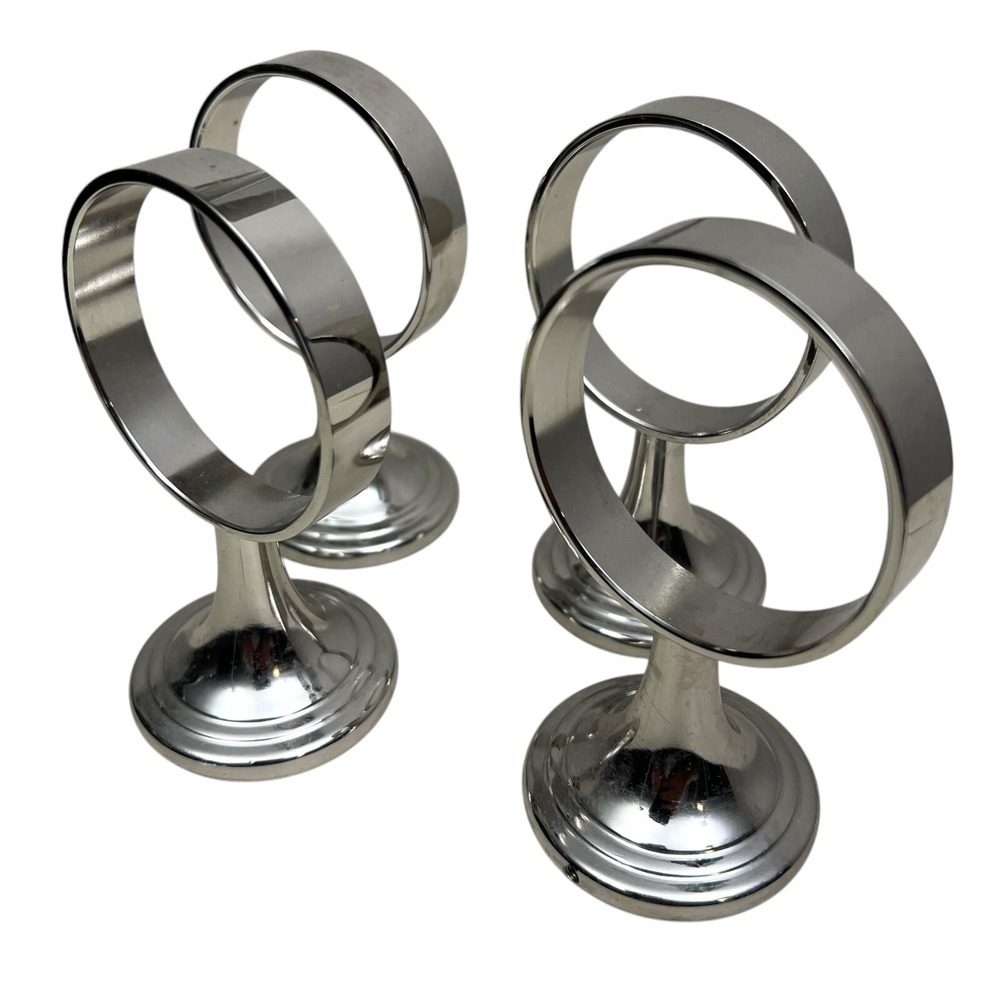 Pottery Barn Mercer Wall Vase Mural Silver Polished Nickel Finish 4.5in Set of 4
